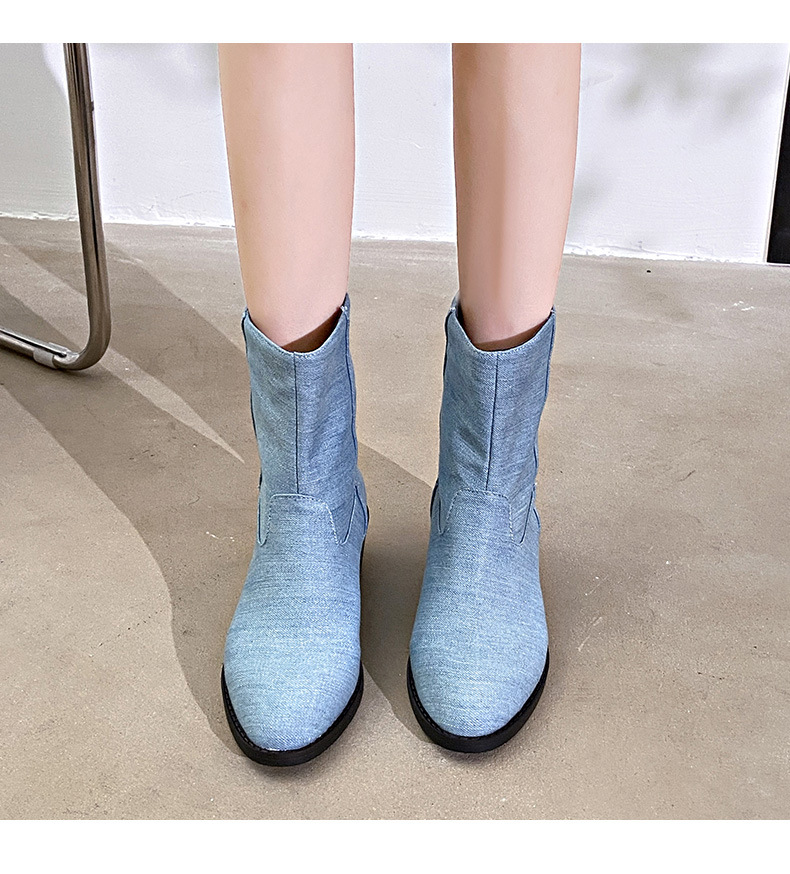高品質 Ccowboy ジーンズアンクルブーツ女性のファッションデニムブーツ靴